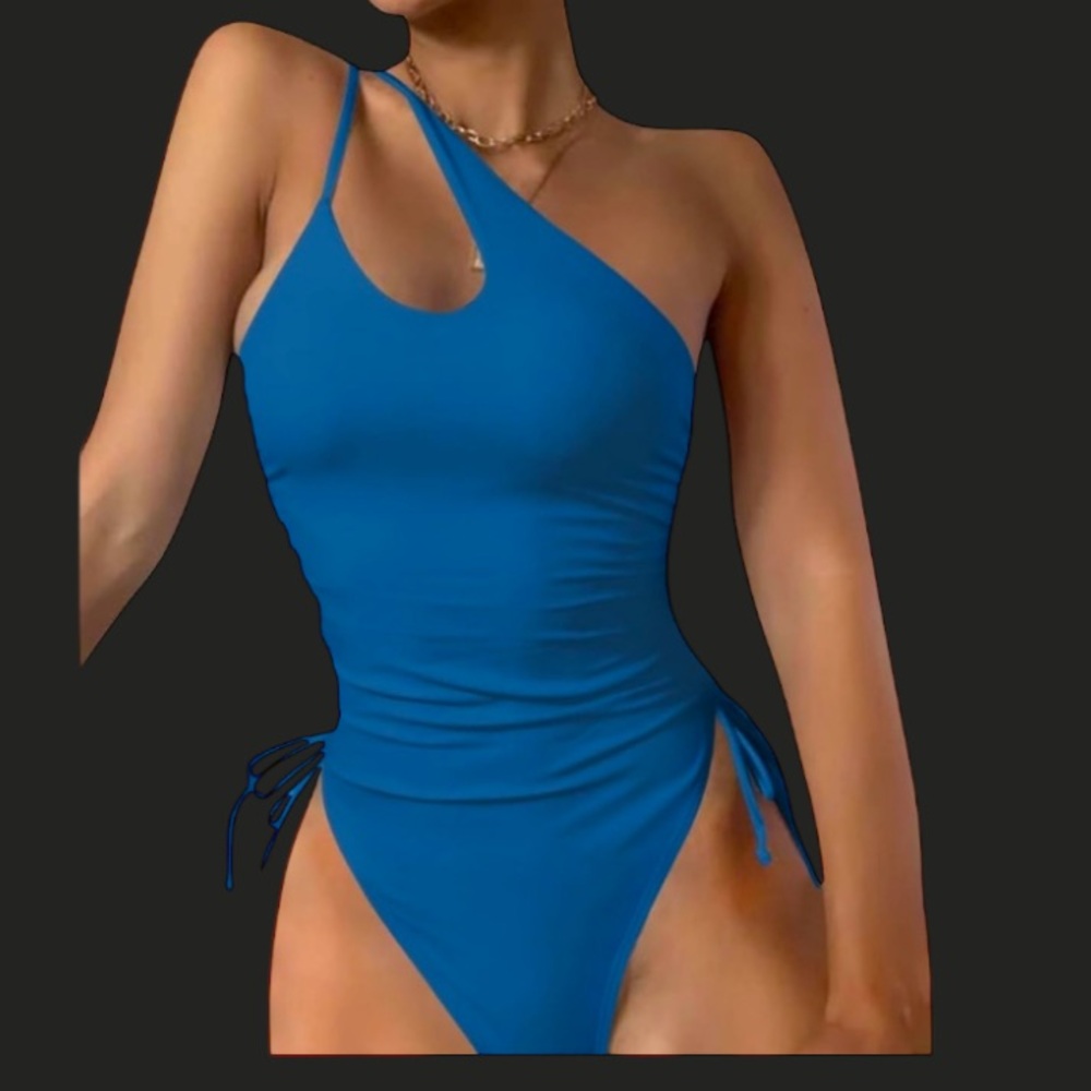 Swimsuit One‎ Shoulder Tummy Control Ruched High Cut Brazilian Medium Lilosy